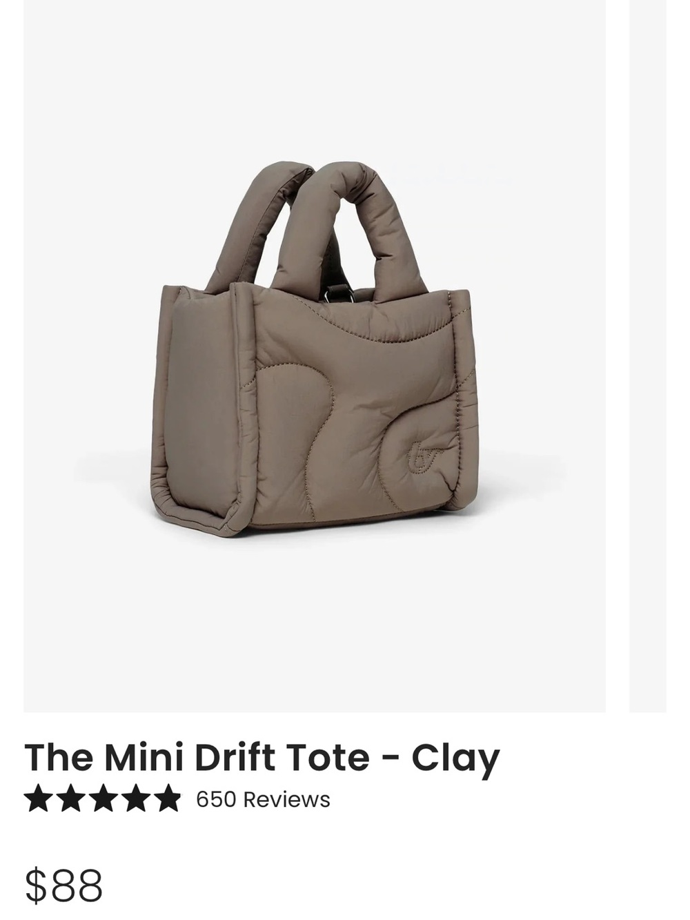 Quilted Mini Tote in Clay barely used